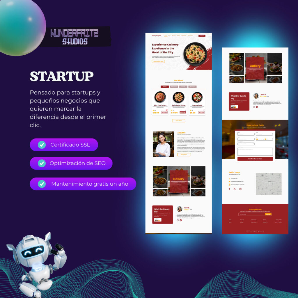 imagen con ejemplo de website startup
